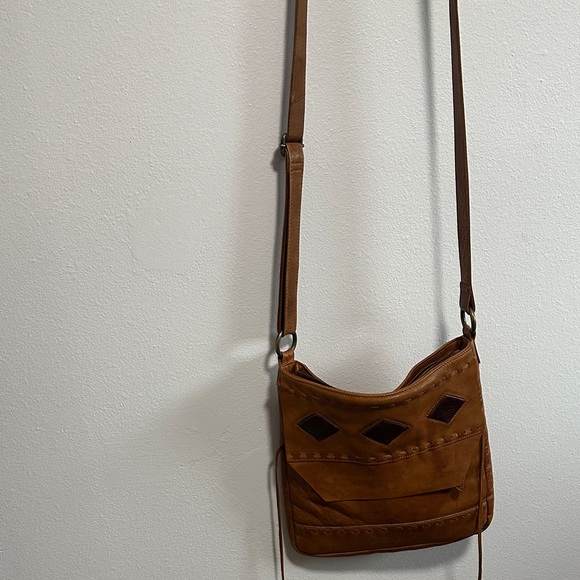Scully Tan Leather Crossbody Bag with Diamond Accents - Picture 2 of 16
